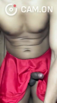 Sexy Gym Boy Dick Cuming Out From Red Thong & Skirt