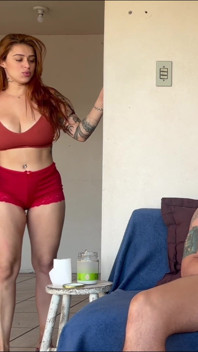 Redhead Neighbor Caught Her Neighbor Masturbating and Ended with Cumshot Inside Her Pussy!