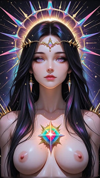Shadow Oracle mit Rainbow Cosmic Fantasy Beauty Ai Art Diashow