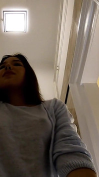 Super Hot Petite Asian Girl Takes Her See Through Panties in the Bathroom to Flash Pussy and Her Big Ass