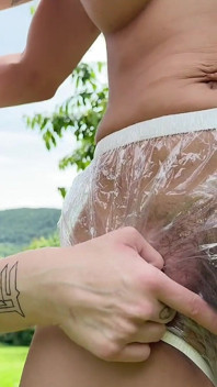 Two Hot Chicks Pissing and Licking Outdoors