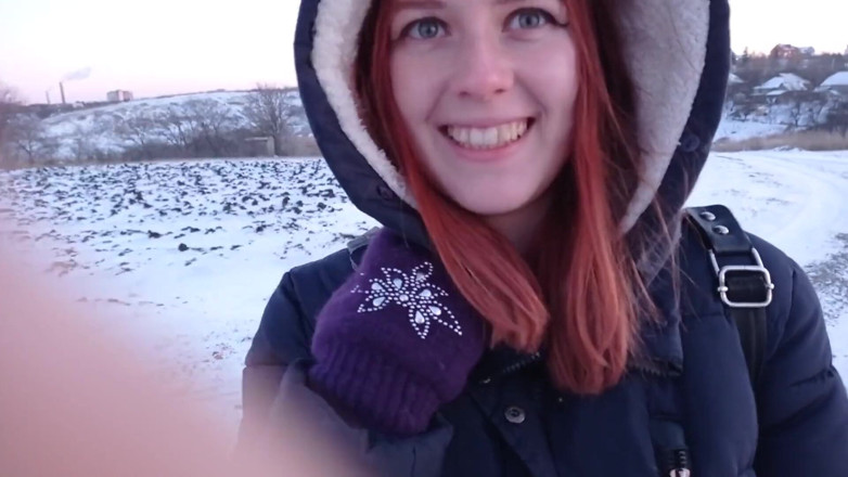 SweetAndFlow: Outdoor sex in winter - Guy fuck me hard