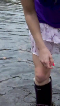 Welly Sploshing in Boots and No Panties!
