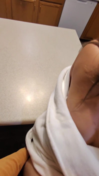 POV Silly Wife Used in Kitchen Footjob and Amazing Sex