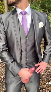 Public Outdoor Masturbation in a Shiny Suit