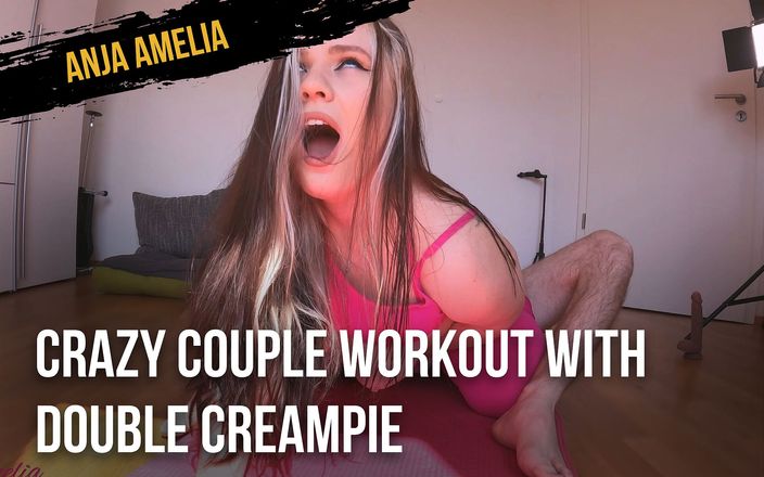 Anja Amelia: Galen parträning med dubbel creampie