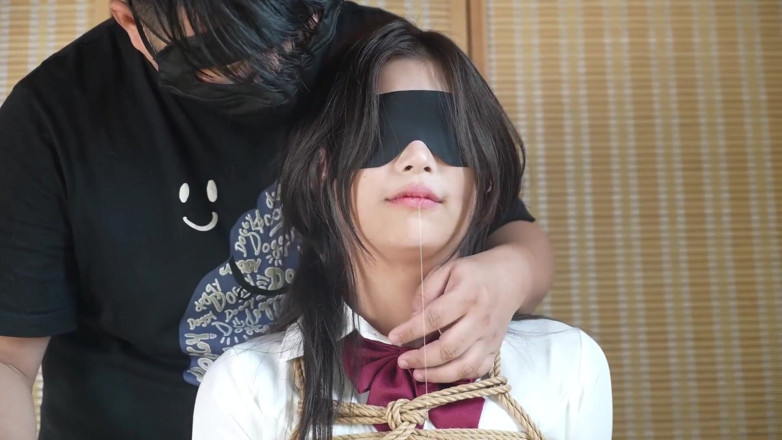 Aisan girl bondage: Xr46- Student Uniform and Mouthball Bondage