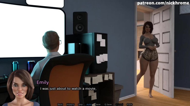 Visual Novels: SexBot 17 - viendo una película con chicas
