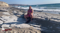 Lena Cox: Bikini Nympho Masturbates on the Beach - Risky Squirting Orgasms