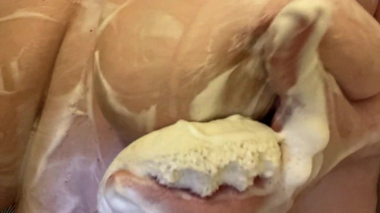 Real homemade BBW BBC porn: Bbwbootyful  - Shower soapy boobs play