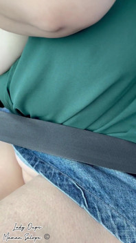 No Panties Under Mini Skirt and Exposed Breasts in Car
