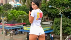 Hot Latina in Booty Shorts Rides the Anal Course