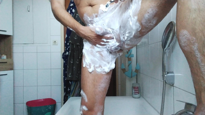 T0y b0y: Standing Shaving in Bathroom and Cumshot