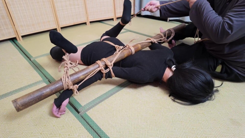 Aisan girl bondage: Xr40-a Girl in Black Stocking Is Tied to a Cross