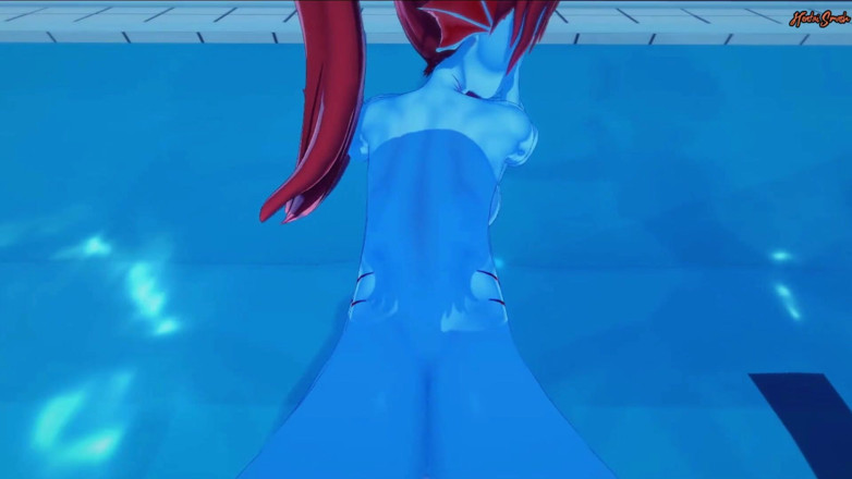Hentai Smash: The mermaid Undyne gets POV fucked in the pool, creampie -...