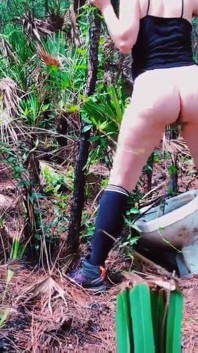 Peeing on a Toilet in the Woods