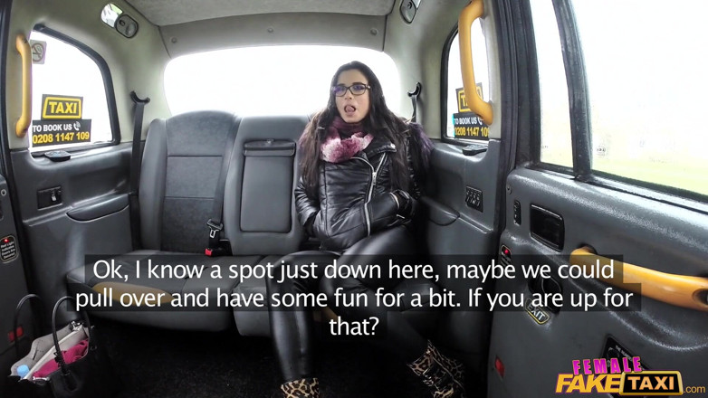 Female Fake Taxi: Female Fake Taxi - Two Hot Brunettes and a Sexy Dildo