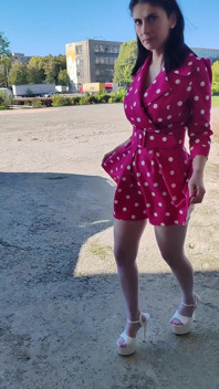 Little Slut Shows off Her Pussy in the Industrial District