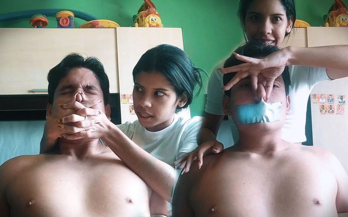 Selfgags femdom bondage: Дихання контролюється її сексуальними руками