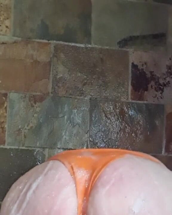 Madaussiehere: Sexy Crossdressing Wet Orange Bikini