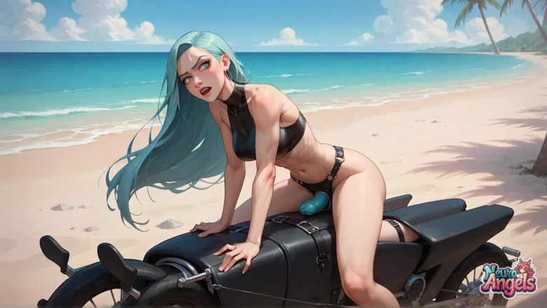 NeuroAngels: Spiaggia Bliss: orgia con tripla eiaculazione di una ragazza turchese