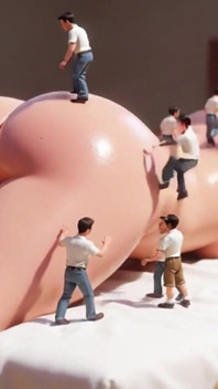Giantess Body Explored by Tiny Men - Wet Pussy Arousal