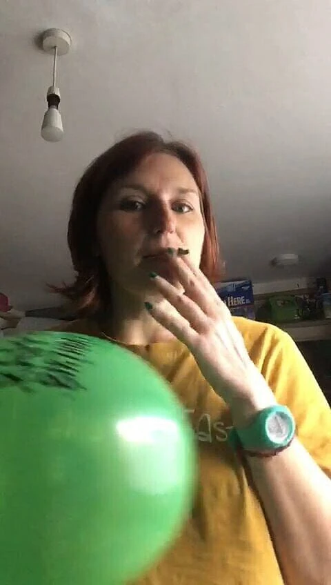 MistressWriggler: Playing with a Balloon and Bursting It Against My Boobs