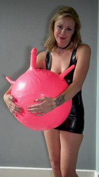 Latex JOI and Bouncy Ball Dildo Ride