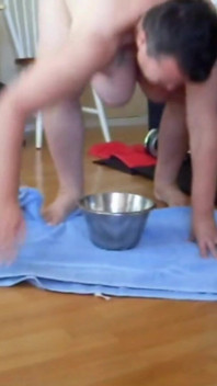 Jen Is Pissing Into a Steel Bowl