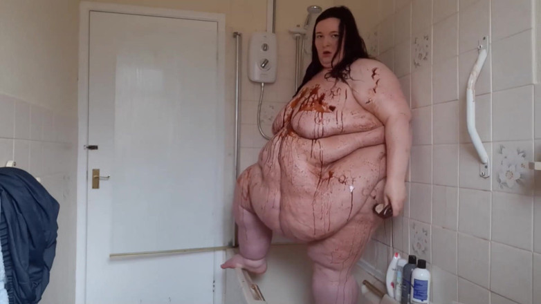 SSBBWLadyBrads: Ssbbw body covered in chocolate sauce in shower