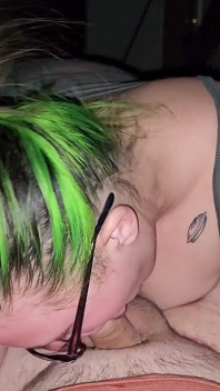 Green Haired Wife Sucks and Fucks