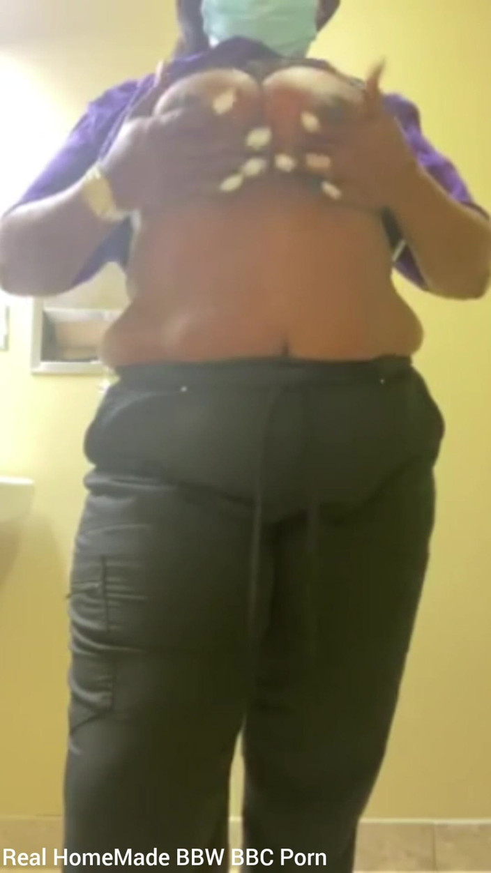 Super sexy ebony cuties: Squeezing Bouncing My Boobs Flashing My Pussy at Work
