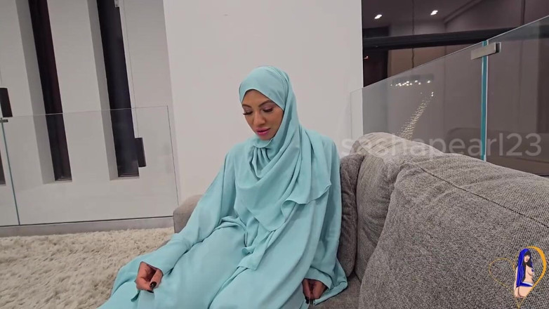 Sasha Pearl: Hijabi slet huwelijk combo diepe anale rommelige pijpbeurt creampie