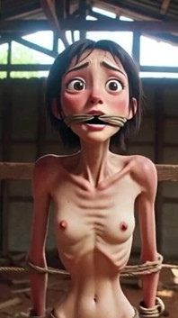 Extremely Skinny Girl in Bondage - Desperate in Brazilian Construction Site