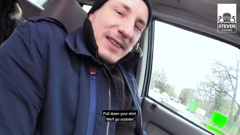 Steven Shame: Ejaculare în aer liber! Curva tocilară merită un futai dur în public:...
