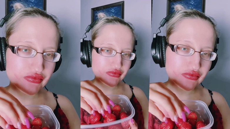 FinDom Goaldigger: Asmr Jahodové Lízání - Asmr, Oční brýle, Gianess, Rtěnka, Velké Rty,...