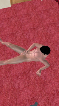 Animated 3D Gay Porn - Handsome Man Shaking Big Dick Sitting and Laying on Bedroom Floor