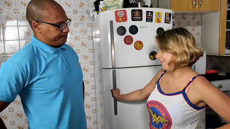 Redqueen films: The slut blonde fuck with a BBC cock in kitchen