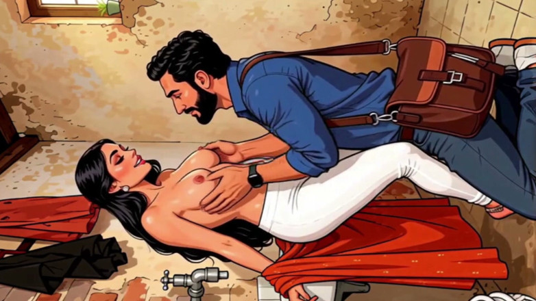 Aipornhub: Indická žena tajný sex s instalatérem v koupelně karikatura Ai