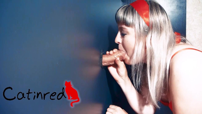 Catin Red: Tiny MILF blowjob dick and oral creampie