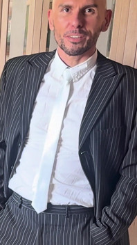 Transformation of the Groom in Suit and Tie to the Sissy Bride in White Stockings