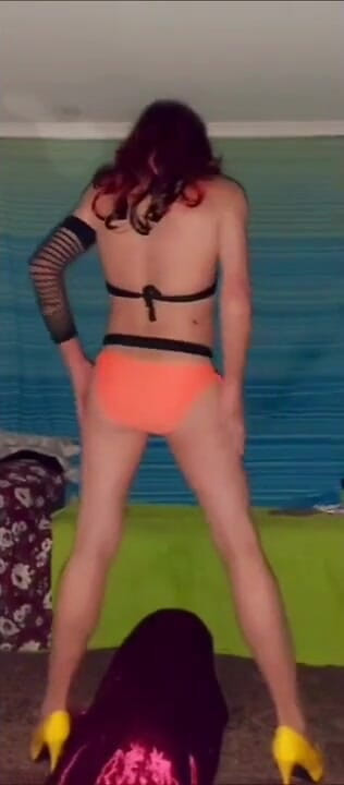 Lizzaali: Orange bikini play scene 3