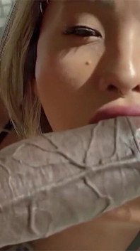 Drobná Asiatka naplněná 11 palcovým velkým černým pérem Monstercock