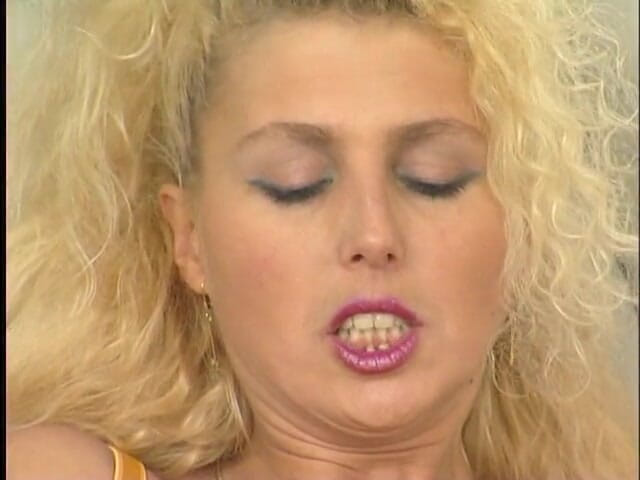 Lucky Wankerz: Blonde MILF wearing stockings and showing her big boobs while...