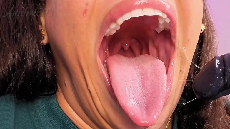 anabel693: Mouth Fetish Uvula Close I Gag on a Hard BBC