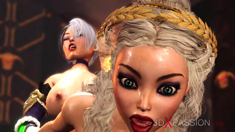 3dxpassion-transgender: Super hot dickgirl plays with a sexy princess in the...
