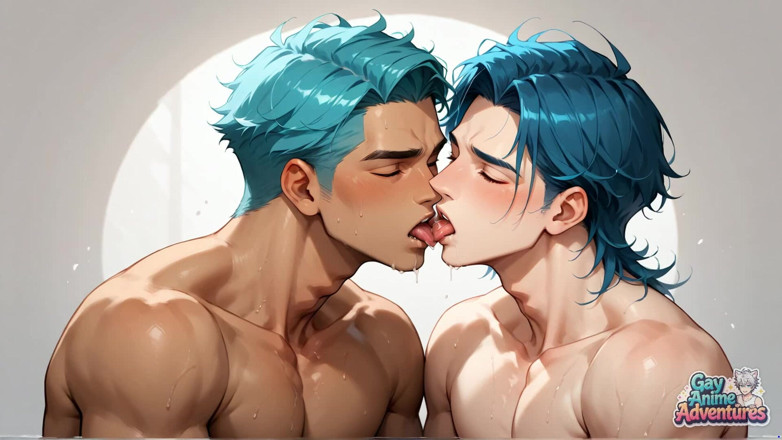 Gay Anime Adventures: Ejaculare înăuntru demnă de căluș, tipule! Uau, sex la duș cu...
