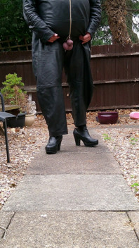 Leather Showing Cock and Balls