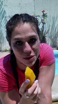 Venkovní anální Hra: Banán, Roztažená Zadek, Mokrá Růžová, Stříkání U Bazénu