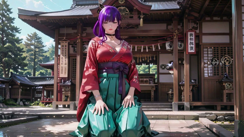 Seraphina Vale: Purple Hair Kimono Girl's Private Morning! Red &amp; Green Clash Is...